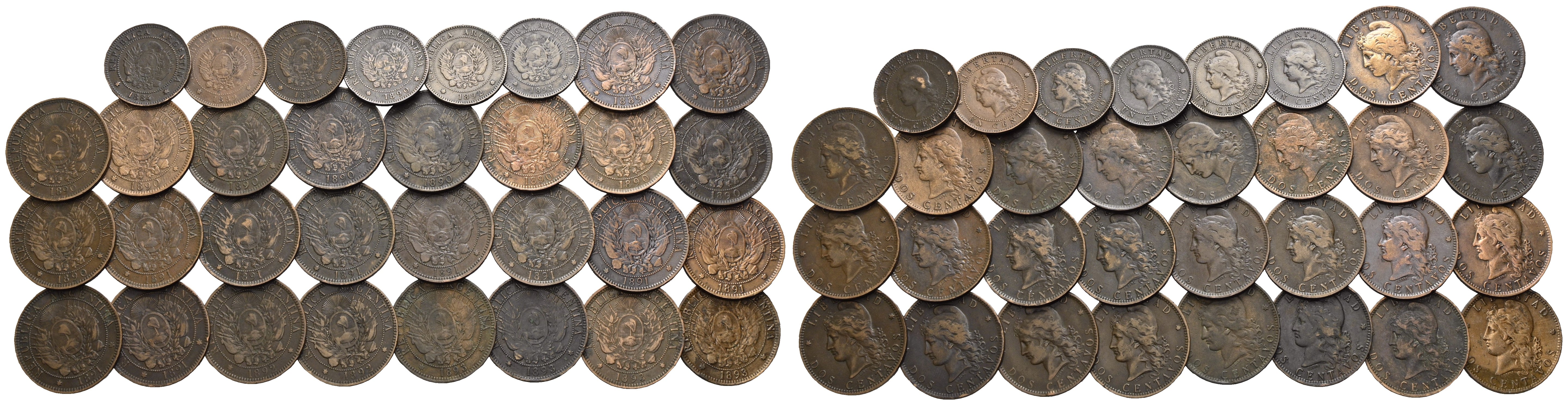 Argentinien - Lot mit Centavos 1884-1893