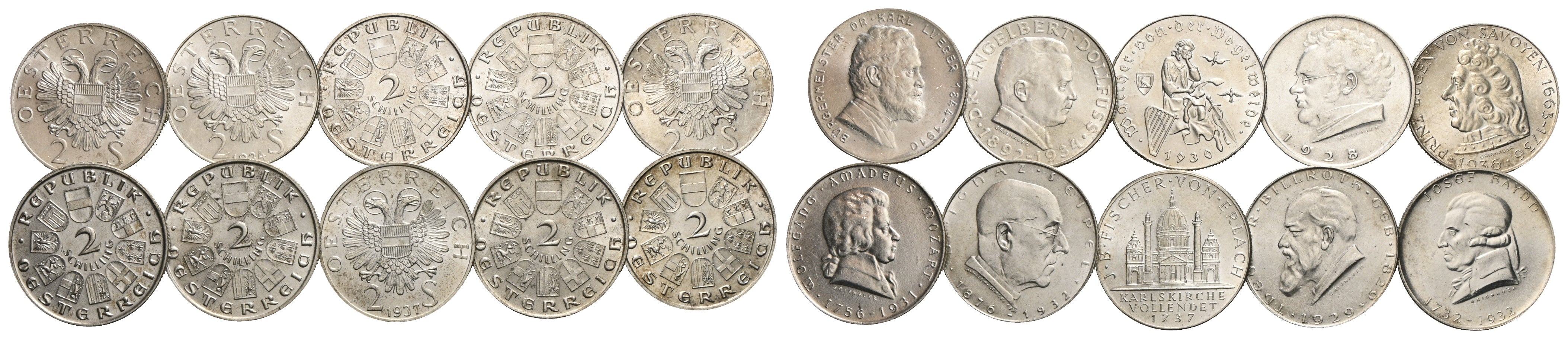 Österreich - 2 Schilling Serie 1828-1937