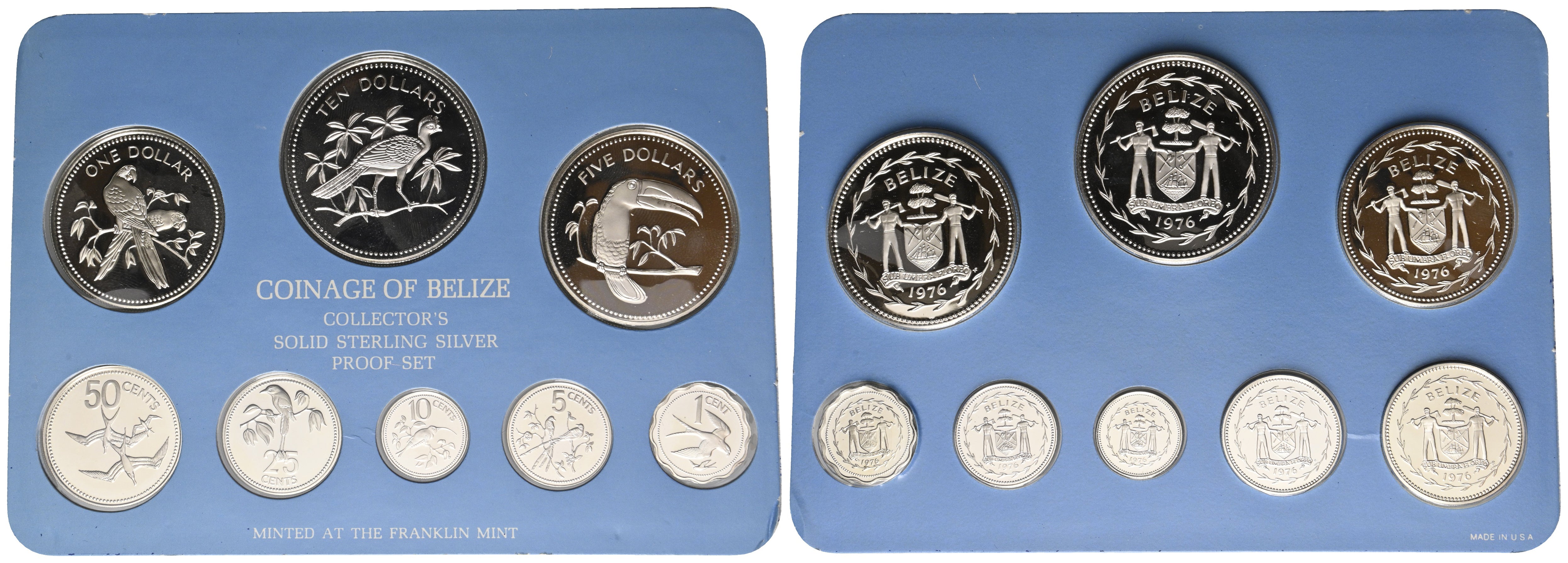 Belize - Sterling Silber Collectors Proof Set 1976