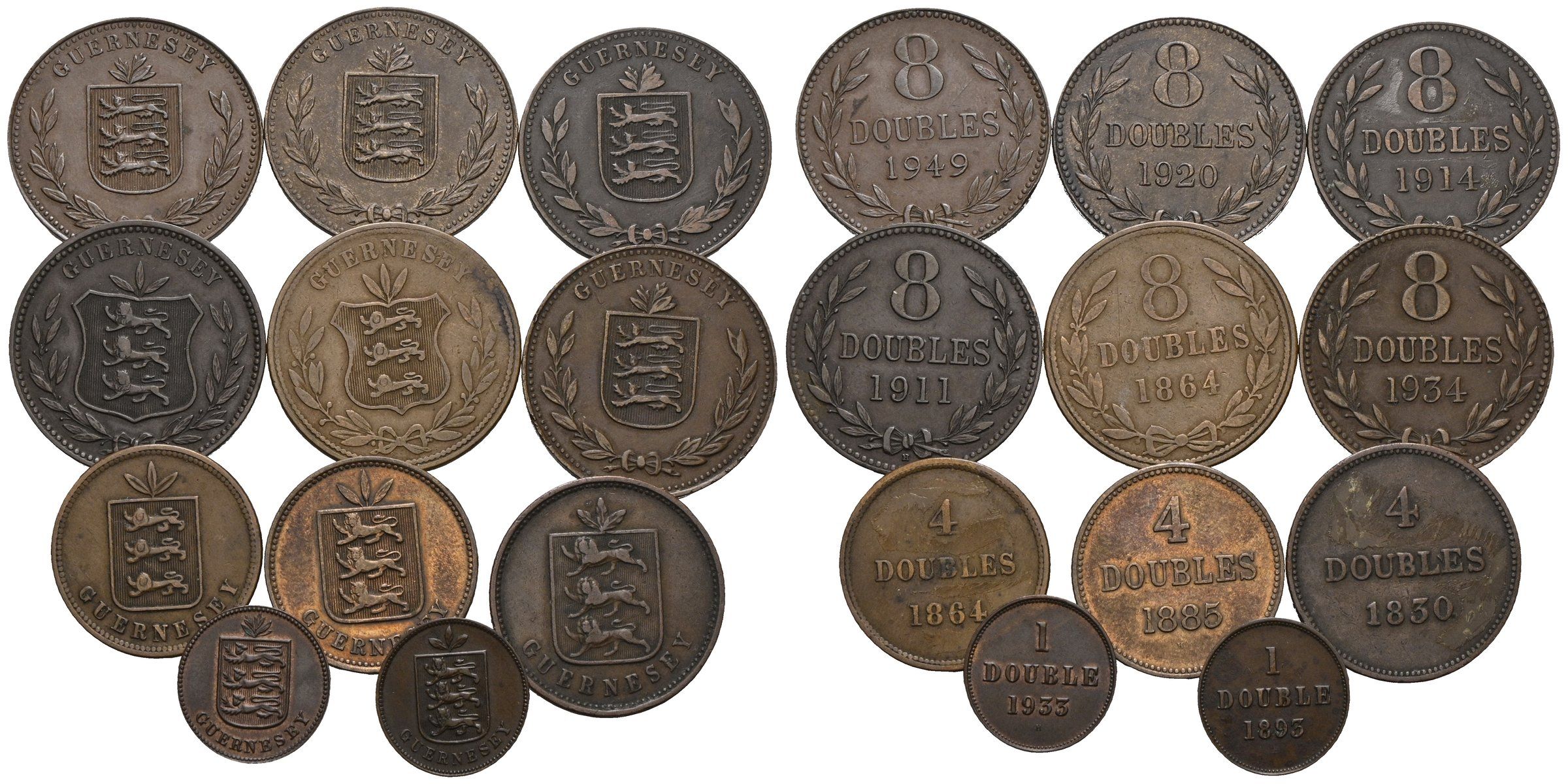 Guernsey - Lot mit Doubles 1830-1949