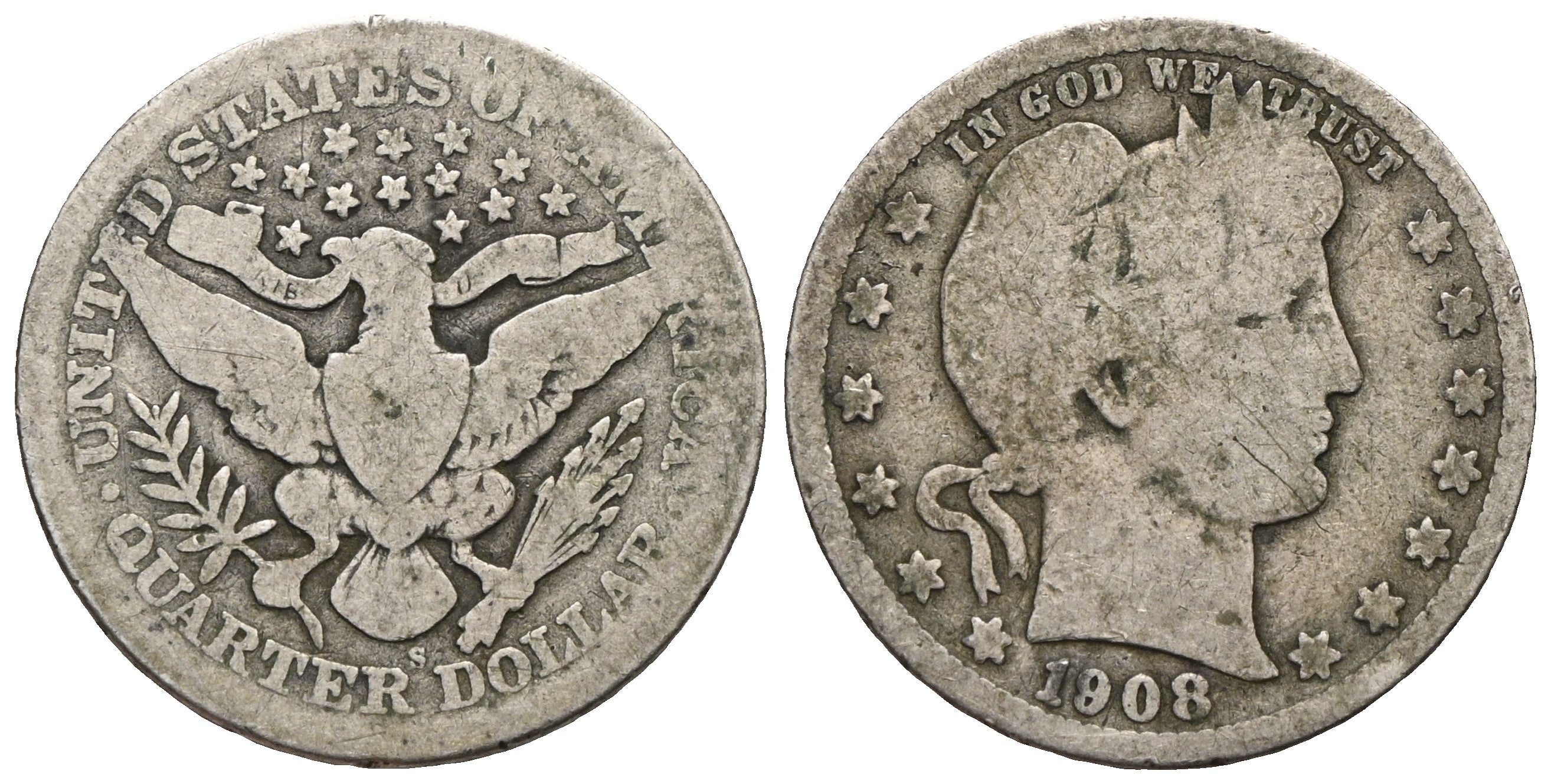 USA - Quarter Dollar 1908 S