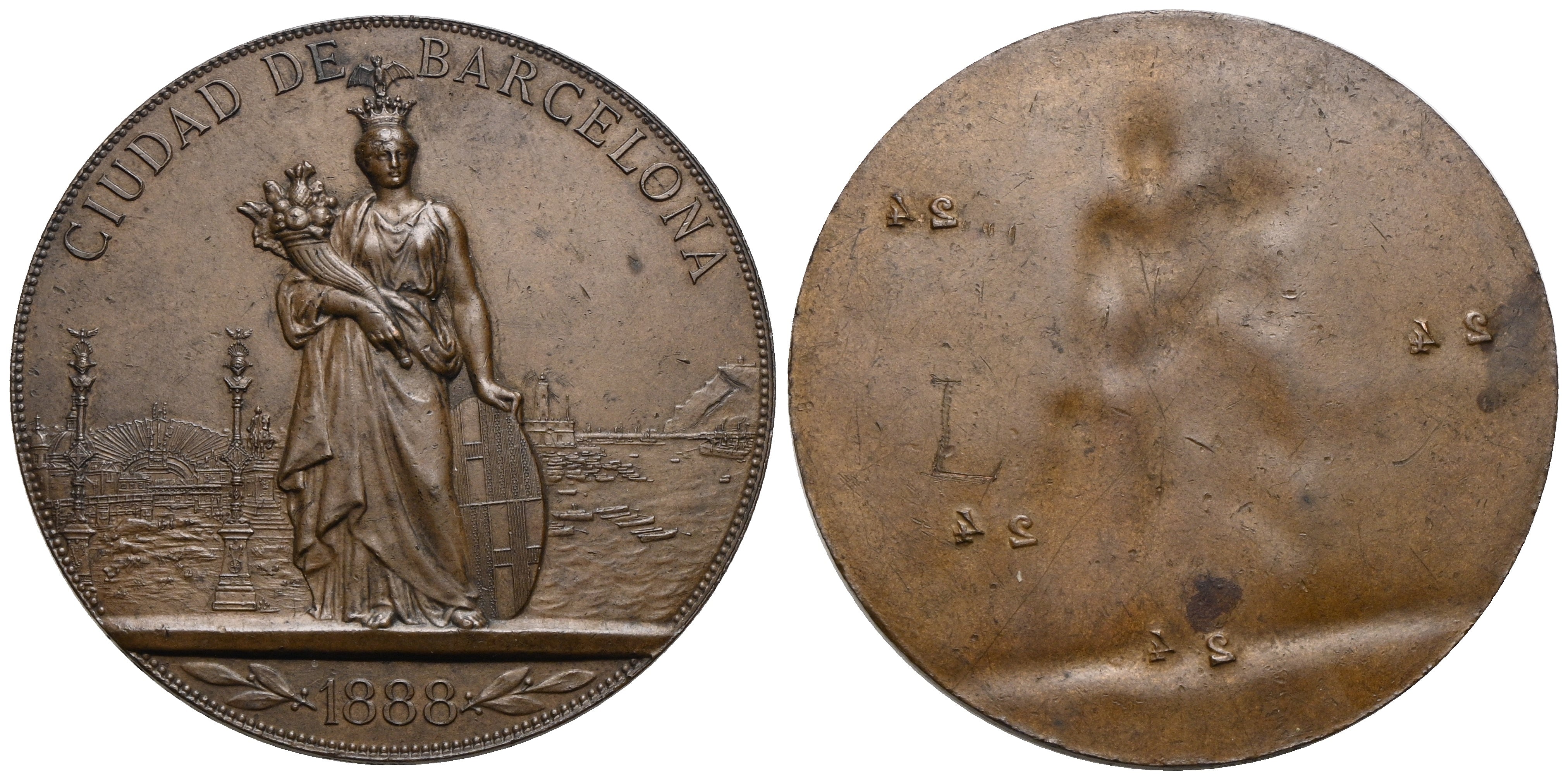 Spanien - Einseitige AE-Medaille 1888, Barcelona