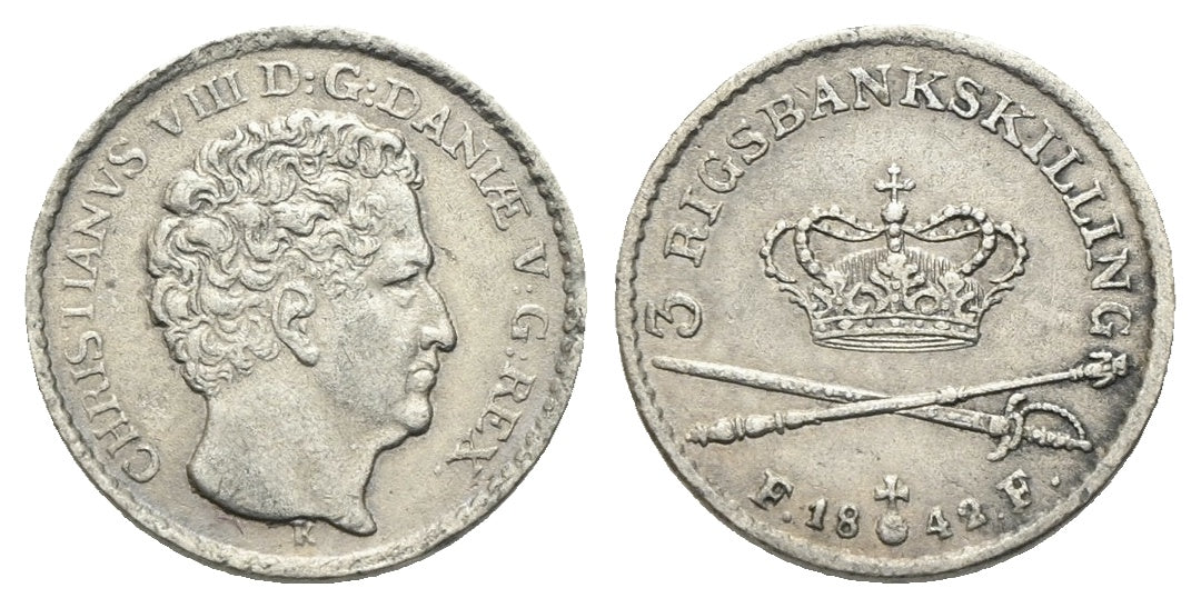 Dänemark - 3 Rigsbankskilling 1842 FF, Altona