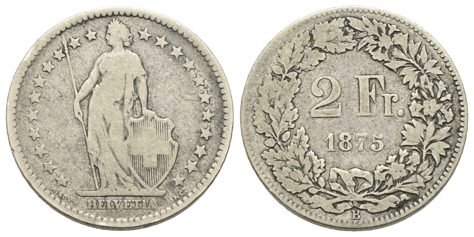 Schweiz - 2 Franken 1875 B