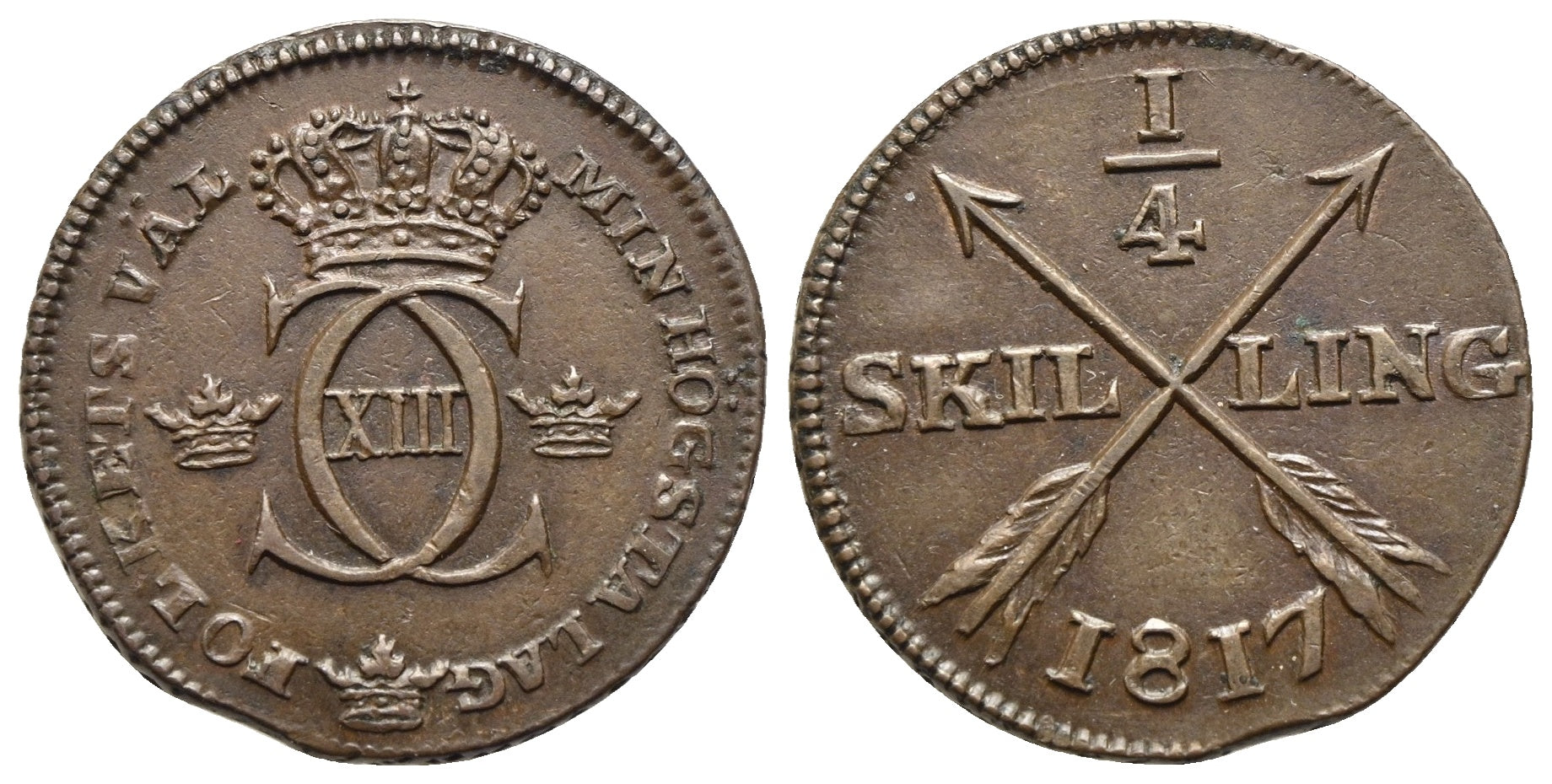 Schweden - 1/4 Skilling 1817