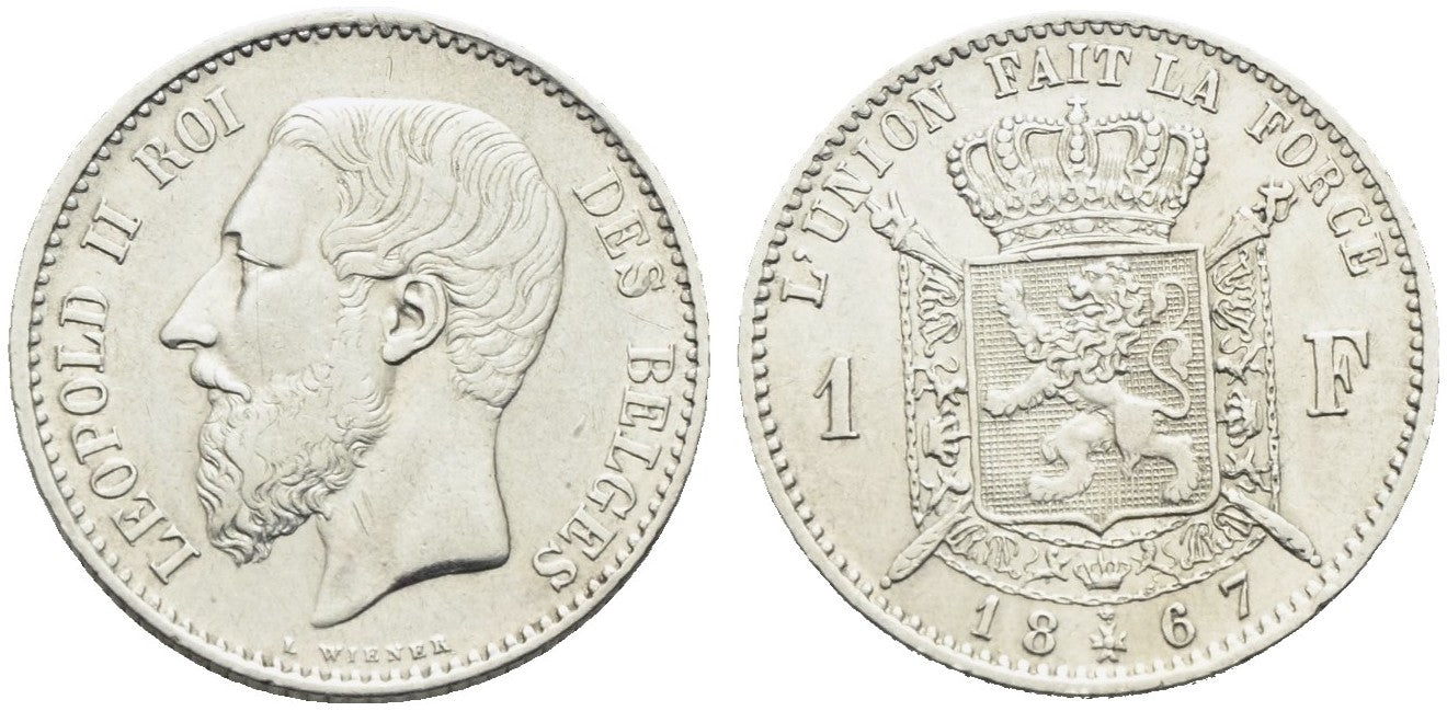 Belgien - 1 Franc 1867