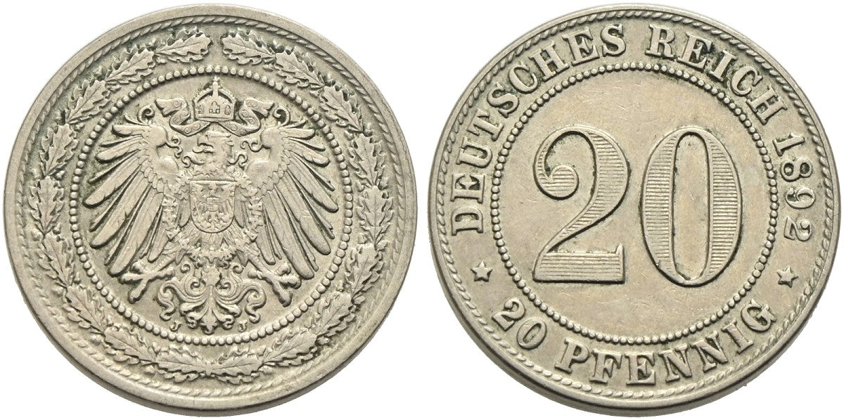 Deutschland - 20 Pfennig 1892 J