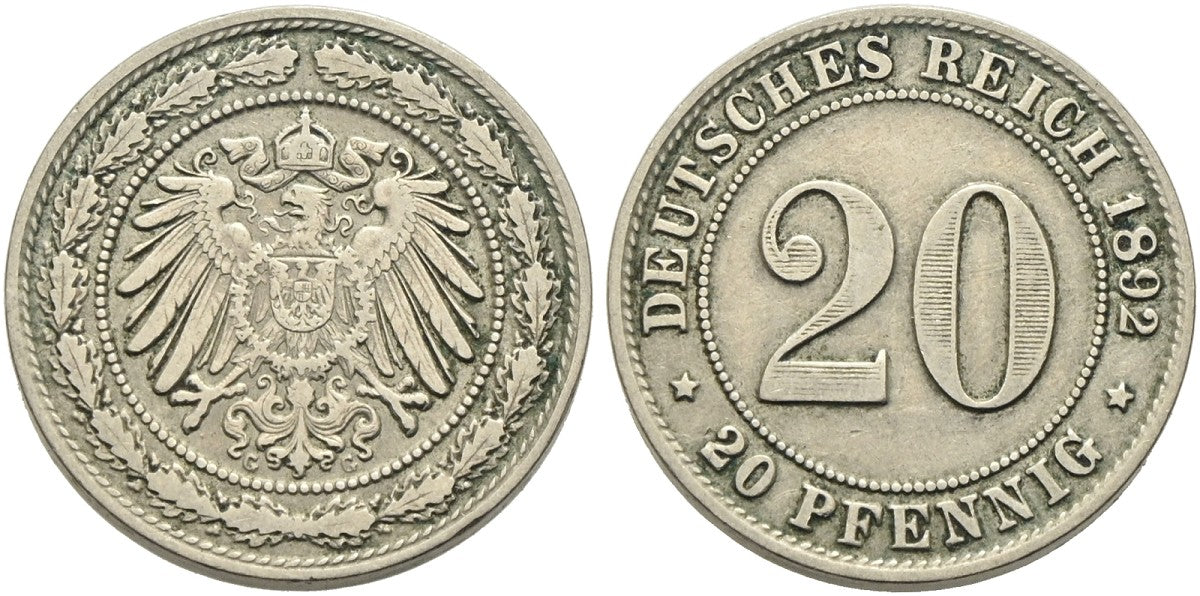Deutschland - 20 Pfennig 1892 G