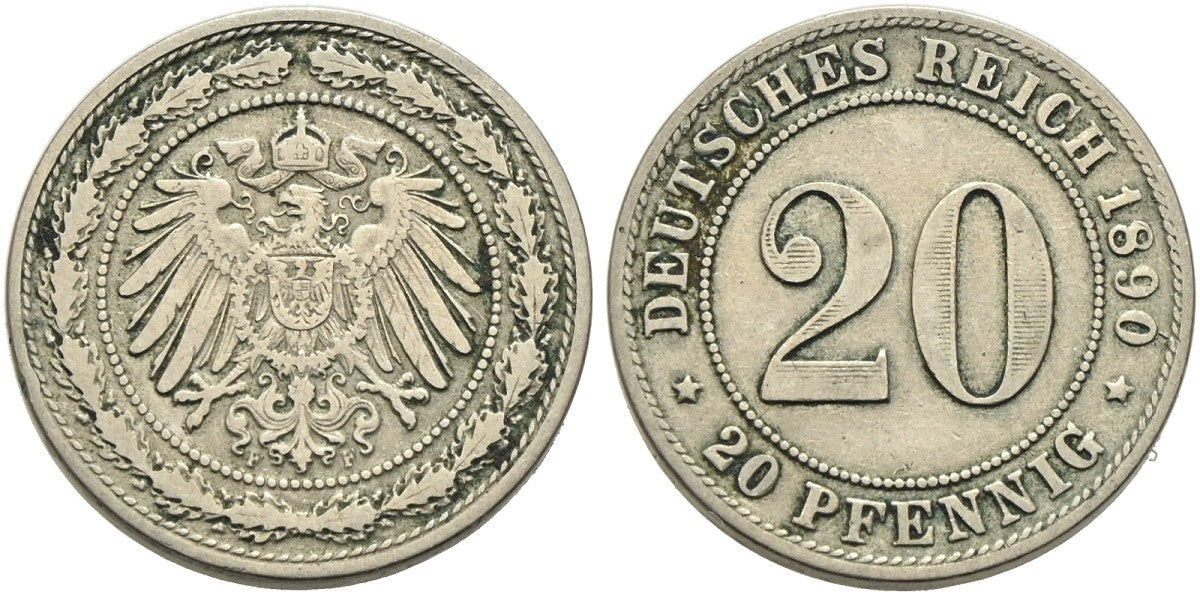 Deutschland - 20 Pfennig 1890 F