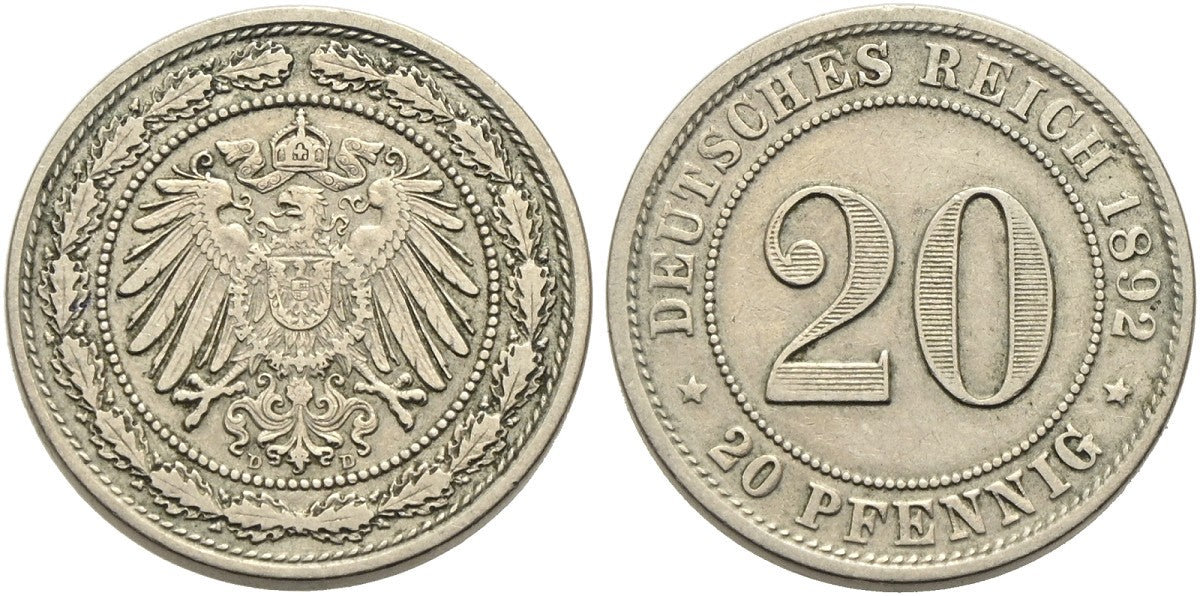 Deutschland - 20 Pfennig 1892 D