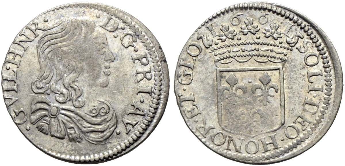 Frankreich - 1/12 Écu à la mèche longue 1661