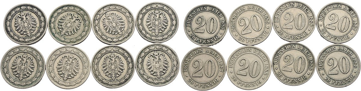 Deutschland - Lot mit 20 Pfennig 1887 und 1888