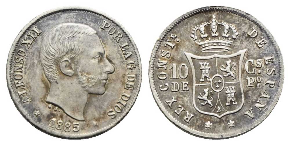Philippinen - 10 Centimos de Peso 1885