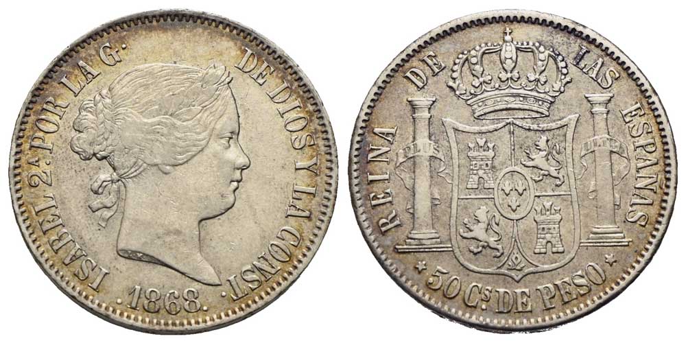 Philippinen - 50 Centimos de Peso 1868