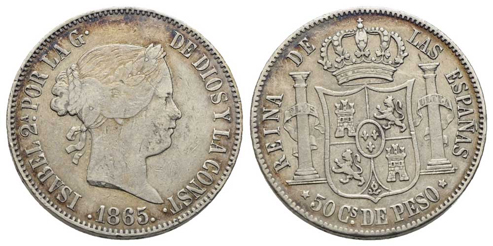 Philippinen - 50 Centimos de Peso 1865