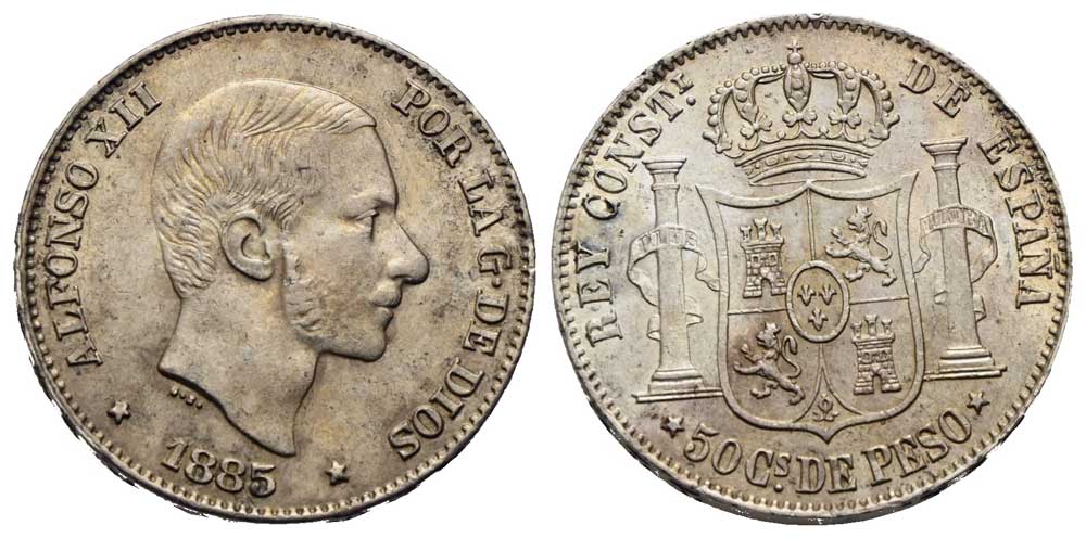 Philippinen - 50 Centimos de Peso 1885