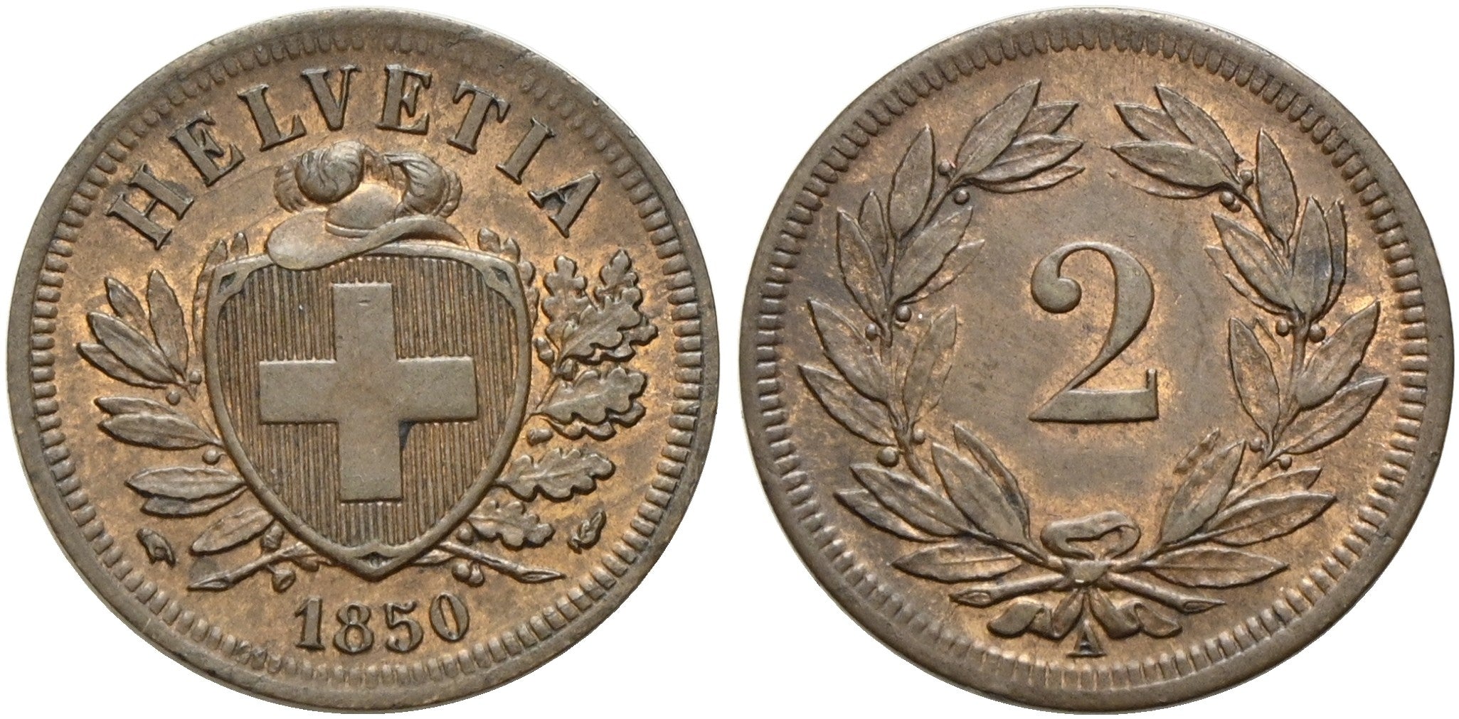 Schweiz - 2 Rappen 1850 A