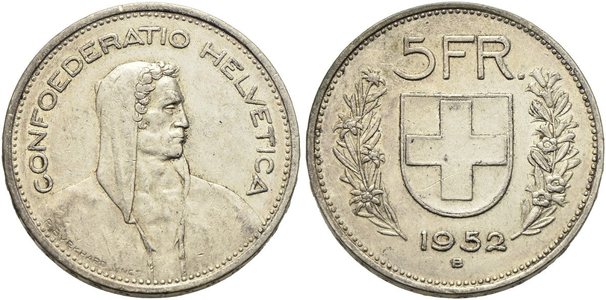 Schweiz - 5 Franken 1952 B