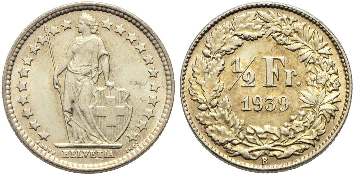 Schweiz - 1/2 Franken 1939 B