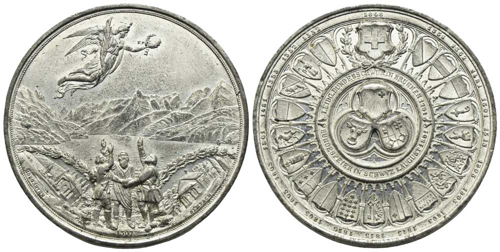 Schweiz - Zinnmedaille 1891, Schwyz