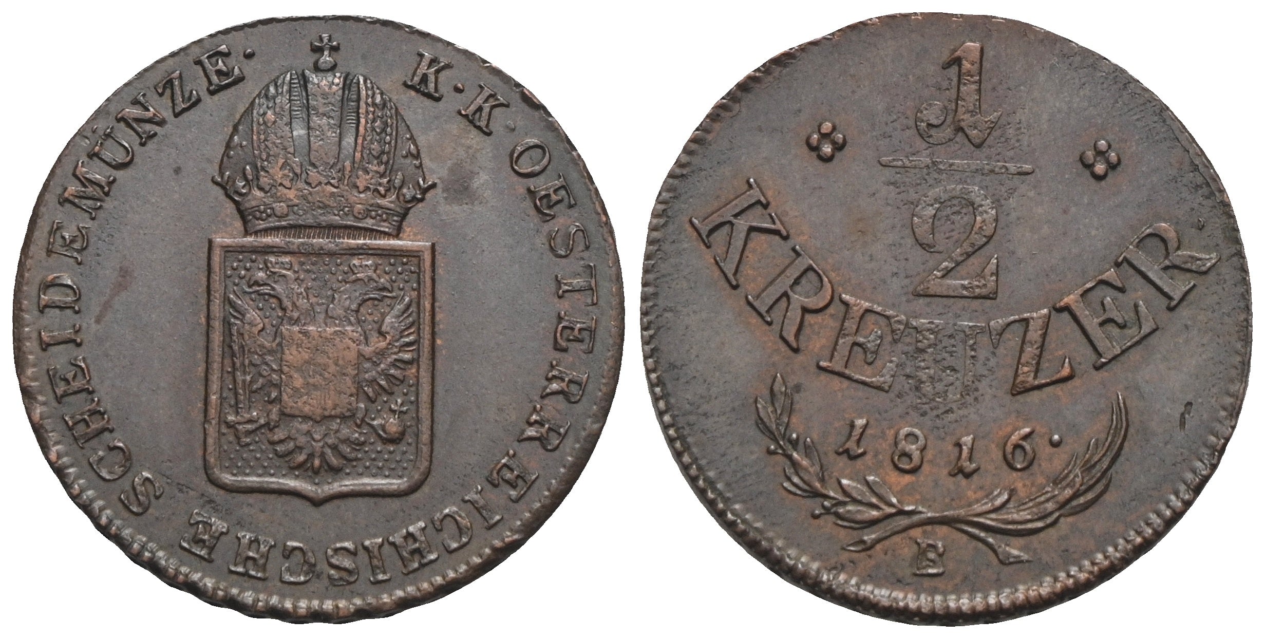 Kaiserreich Österreich - Franz I. (1792)-1806-1835 - 1/2 Kreuzer 1816 B