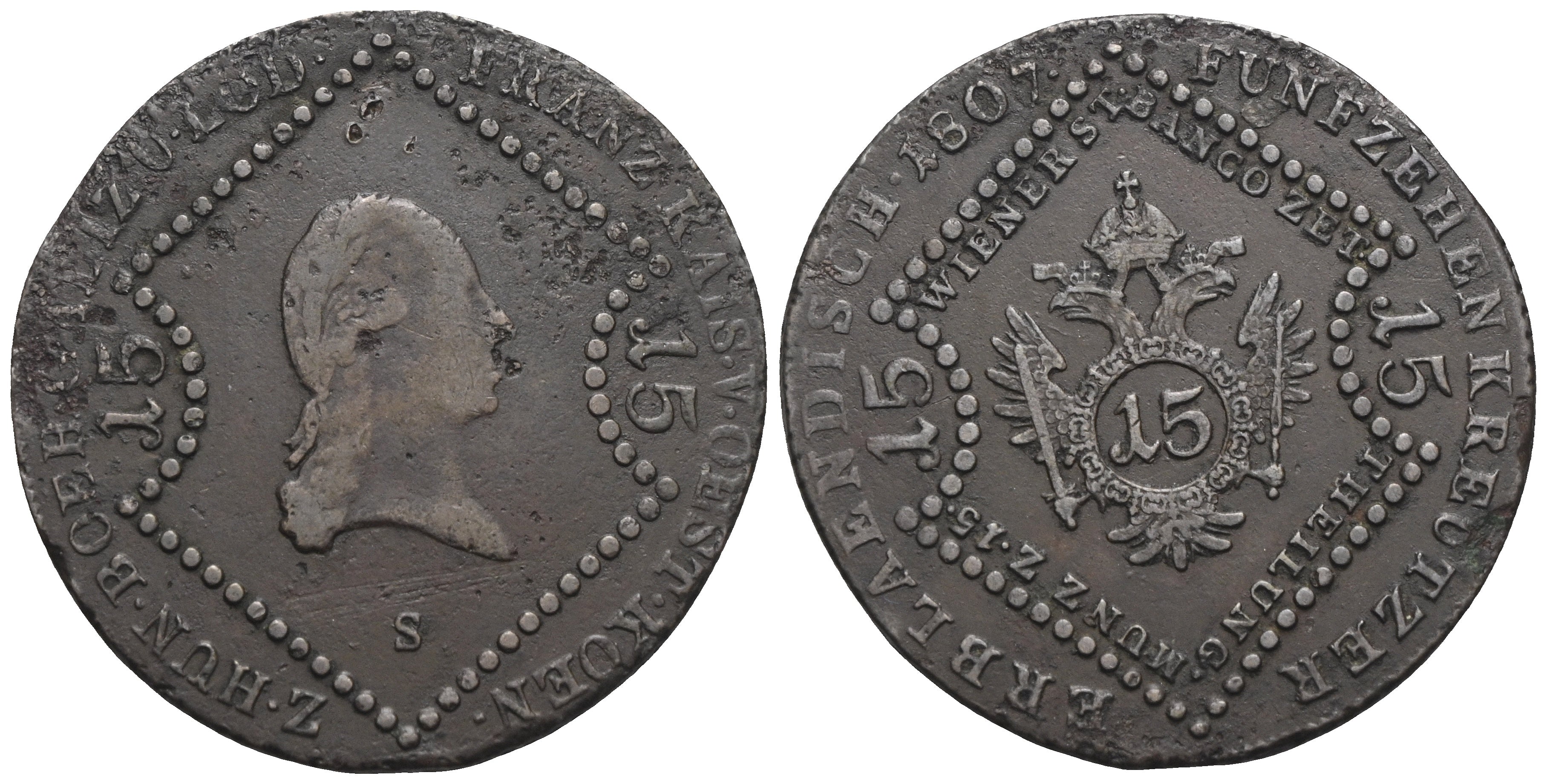 Kaiserreich Österreich - Franz I. (1792)-1806-1835 - 15 Kreuzer 1807 S