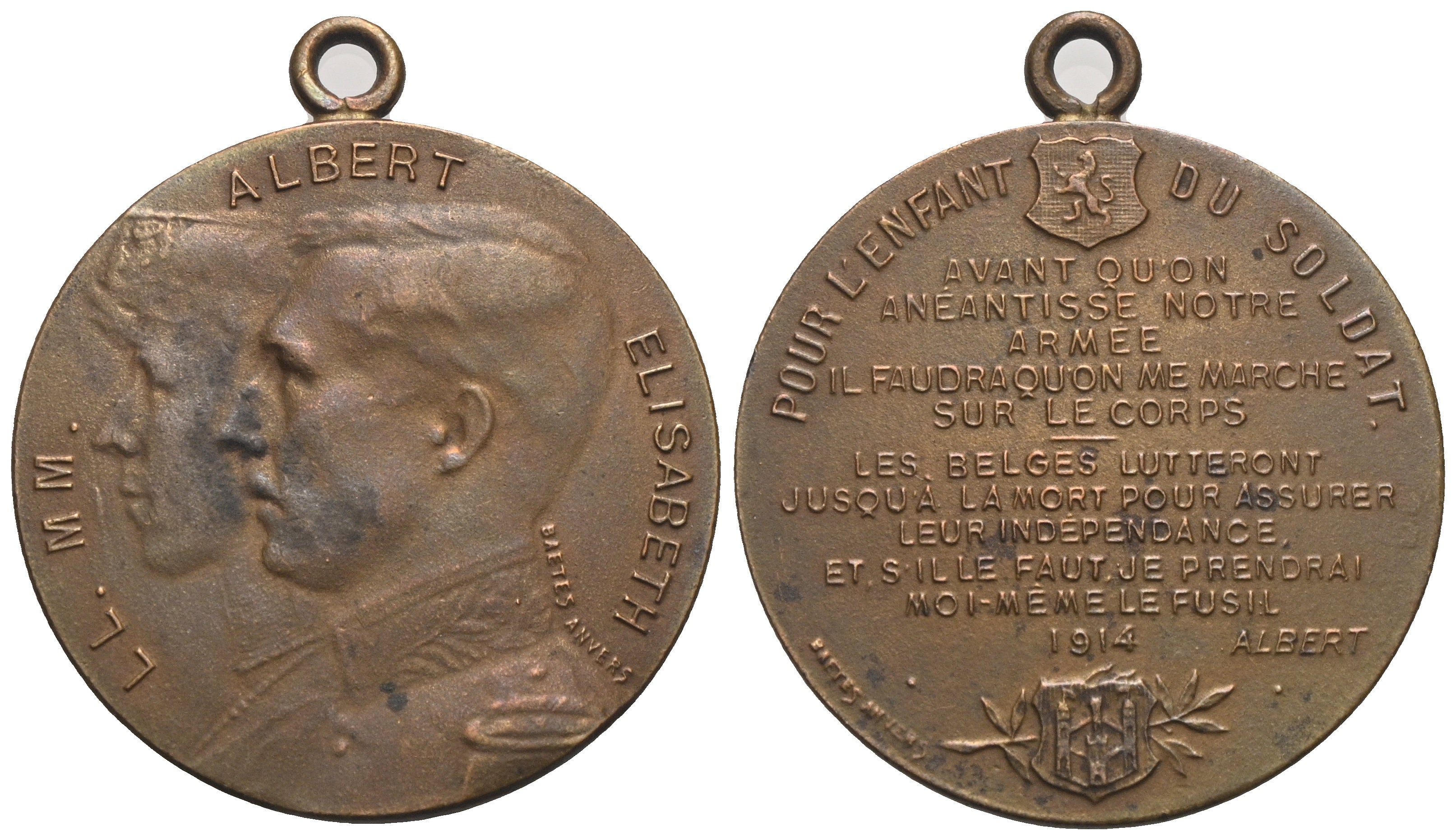 Belgien - Albert I. 1909-1934 - AE-Medaille 1914