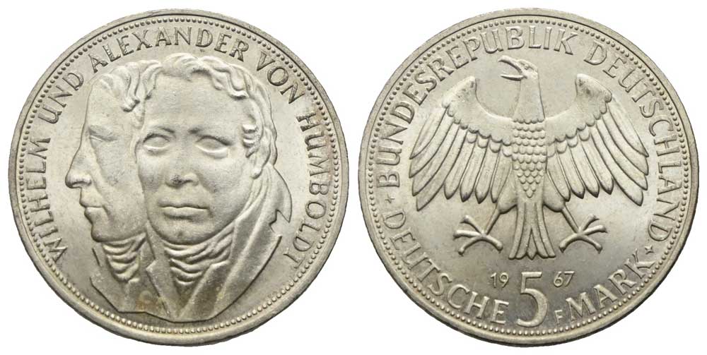 Deutschland - 5 Deutsche Mark 1967 F