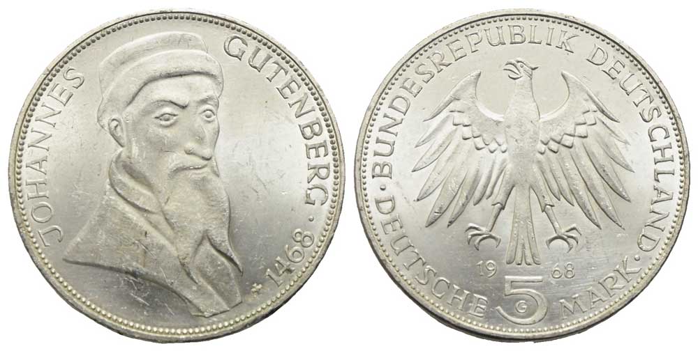 Deutschland - 5 Deutsche Mark 1968 G