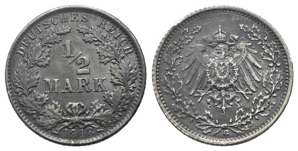 Deutschland - 1/2 Mark 1918 G