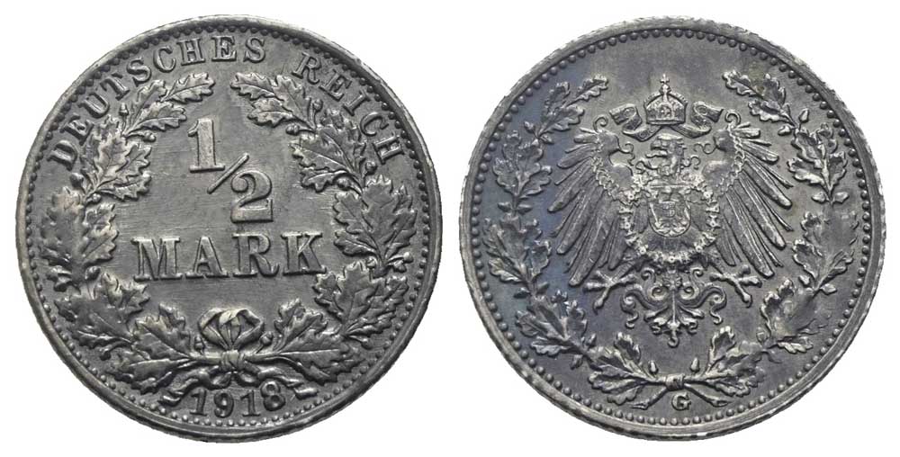 Deutschland - 1/2 Mark 1918 G