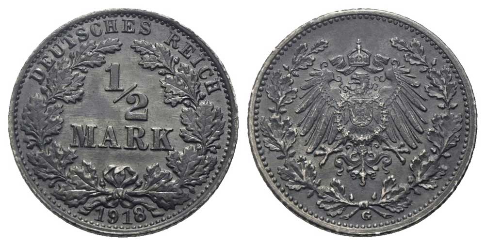 Deutschland - 1/2 Mark 1918 G