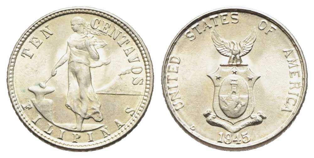 Philippinen - 10 Centavos 1945 D