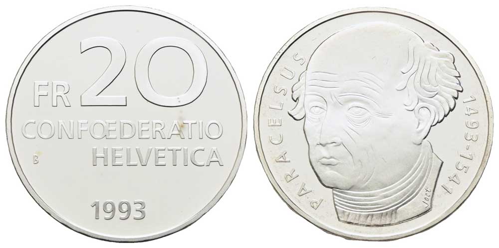 Schweiz - 20 Franken 1993 B