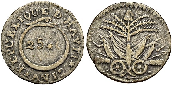 Münze-Haiti-25-Centimes-AN12-1815-VIA12268