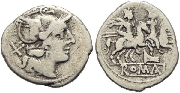 Münze-Römische-Republik-Anonym-Beizeichen-Rostrum-Denar-206-195-v-Chr-Rom-VIA12397