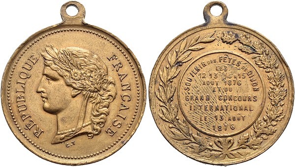 Münze-Frankreich-Dijon-3-Republik-Medaille-1876-Fetes-de-Dijon-VIA12349