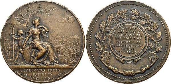 Münze-Frankreich-Reims-3-Republik-Medaille-oJ-Societe-Sous-Officiers-Brigadiers-VIA12471