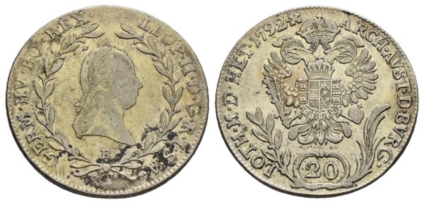 Münze-RDR-Leopold-II-20 Kreuzer-1792-Kremnitz-VIA12121