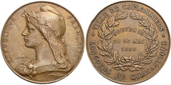 Münze-Frankreich-Coulommiers-3-Republik-Medaille-1888-Concours-de-Gymnastique-VIA12348