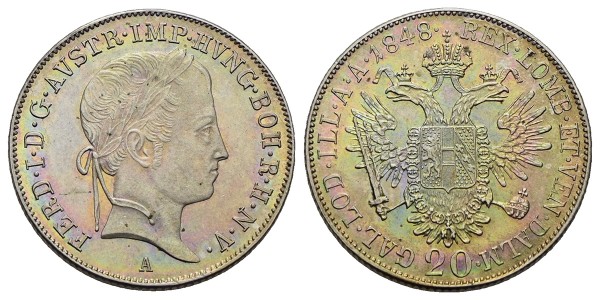Münze-Kaiserreich-Österreich-Ferdinand-I-20-Kreuzer-1848-A-Wien-VIA12879