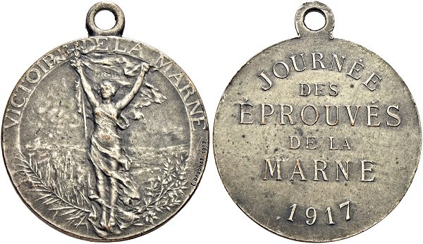 Münze-Frankreich-1.-Weltkrieg-versilberte-Medaille-1917-VIA12259