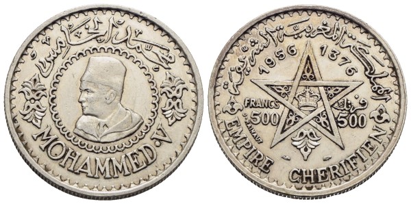 Münze-Marokko-Mohammed-V-500-Francs-1956-Paris-VIA12012