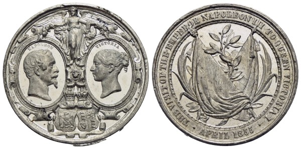 Münze-Großbritannien-Victoria-Zinnmedaille-1855-Besuch-Napoleon-III-VIA12912