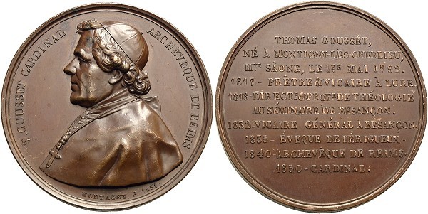 Münze-Frankreich-2-Republik-Medaille-1851-Kardinal-Cousset-VIA12322