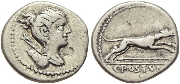 Münze-Römische-Republik-Postumius-Denar-74-v-Chr-Rom-VIA12408