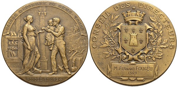 Münze-Frankreich-3-Republik-Yonne-Medaille-1923-Fernand-Fougeu-VIA12491