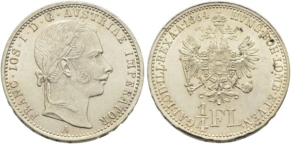 Münze-Österreich-RDR-Franz-Joseph-Viertel-Gulden-VIA-11523