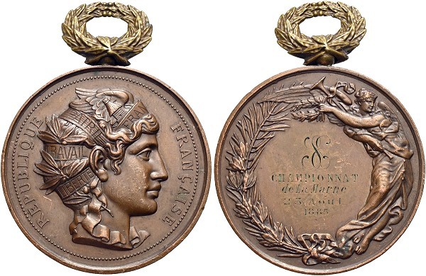 Münze-Frankreich-Marne-3-Republik-Medaille-1885-Championnat-VIA12355