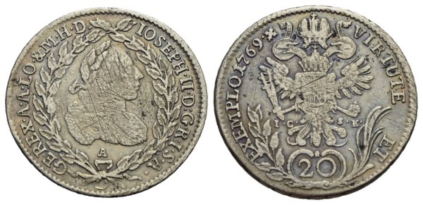 Münze-RDR-Josef-II-20-Kreuzer-1769-Wien-VIA12169